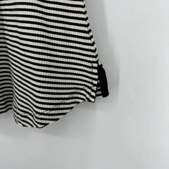 Free People Frenchie Striped Cutout Knit Tee Black/Ivory Small - Picture 4 of 8